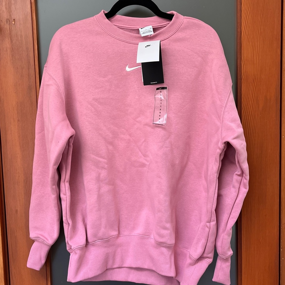 Nike Pink Embroidered Swoosh Crewneck Sweatshirt